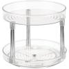 imagemDesign 2Tier Lazy Susan Turntable for Kitchen Cabinets Shelf Table Countertop  9quot Multi Level Rotating Organizer Carousel  Storage Turntable Organizer  Ligne Collection  ClearChrome