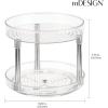 imagemDesign 2Tier Lazy Susan Turntable for Kitchen Cabinets Shelf Table Countertop  9quot Multi Level Rotating Organizer Carousel  Storage Turntable Organizer  Ligne Collection  ClearChrome