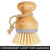 imagemDesign Bamboo Scrubbing Brushes Stiff Bristles  Wash Dishes Pots Pans  For Kitchen Sink Household Cleaning  Combo Includes Mini Palm Long Handled Bottle Brush  Set of 2  GrayNatural Wood