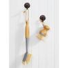 imagemDesign Bamboo Scrubbing Brushes Stiff Bristles  Wash Dishes Pots Pans  For Kitchen Sink Household Cleaning  Combo Includes Mini Palm Long Handled Bottle Brush  Set of 2  GrayNatural Wood