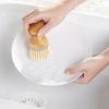imagemDesign Bamboo Scrubbing Brushes Stiff Bristles  Wash Dishes Pots Pans  For Kitchen Sink Household Cleaning  Combo Includes Mini Palm Long Handled Bottle Brush  Set of 2  GrayNatural Wood