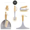 imagemDesign Bamboo Scrubbing Brushes Stiff Bristles  Wash Dishes Pots Pans  For Kitchen Sink Household Cleaning  Combo Includes Mini Palm Long Handled Bottle Brush  Set of 2  GrayNatural Wood