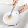 imagemDesign Bamboo Scrubbing Brushes Stiff Bristles  Wash Dishes Pots Pans  For Kitchen Sink Household Cleaning  Combo Includes Mini Palm Long Handled Bottle Brush  Set of 2  GrayNatural Wood