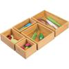imagemDesign Bamboo Wood Kitchen Cabinet Drawer Organizer Tray Bins  Multipurpose  Use in Drawers on Countertops Shelves or in Pantry  Varied Sizes  Echo Collection  Set of 5  Natural