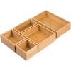 imagemDesign Bamboo Wood Kitchen Cabinet Drawer Organizer Tray Bins  Multipurpose  Use in Drawers on Countertops Shelves or in Pantry  Varied Sizes  Echo Collection  Set of 5  Natural