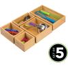 imagemDesign Bamboo Wood Kitchen Cabinet Drawer Organizer Tray Bins  Multipurpose  Use in Drawers on Countertops Shelves or in Pantry  Varied Sizes  Echo Collection  Set of 5  Natural