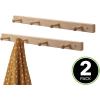 imagemDesign Decorative Wood Wall Mount 4 Hook Storage Organizer Rack for Coats Hoodies Hats Scarves Purses Leashes Bath Towels ampamp Robes  2 Pack  Natural Finish