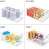 imagemDesign Deep Plastic Kitchen Storage Organizer Container Bin for Pantry Cabinet Cupboard Shelves Fridge or Freezer  Holds Dry Goods Sauces Condiments Drinks Ligne Collection 8 Pack Clear