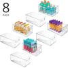imagemDesign Deep Plastic Kitchen Storage Organizer Container Bin for Pantry Cabinet Cupboard Shelves Fridge or Freezer  Holds Dry Goods Sauces Condiments Drinks Ligne Collection 8 Pack Clear