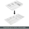imagemDesign Expandable Plastic Drawer Organizer and Storage Container for Office Supplies  Gel Pen Pencil Marker Stationary Desk Supply Holder for Drawers and Desktop  Lumiere Collection  White