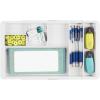 imagemDesign Expandable Plastic Drawer Organizer and Storage Container for Office Supplies  Gel Pen Pencil Marker Stationary Desk Supply Holder for Drawers and Desktop  Lumiere Collection  White