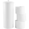 imagemDesign Free Standing Toilet Roll Holder  Plastic Stand for Bathroom  Space for 3 Rolls  White