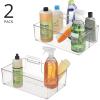 imagemDesign Large Plastic Divided Portable Storage Organizer Caddy Tote Basket Bin with Handle for Kitchen Pantry Countertop Cabinet Cupboard  Ligne Collection  2 Pack  Clear