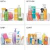 imagemDesign Large Plastic Divided Portable Storage Organizer Caddy Tote Basket Bin with Handle for Kitchen Pantry Countertop Cabinet Cupboard  Ligne Collection  2 Pack  Clear