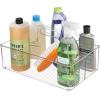 imagemDesign Large Plastic Divided Portable Storage Organizer Caddy Tote Basket Bin with Handle for Kitchen Pantry Countertop Cabinet Cupboard  Ligne Collection  2 Pack  Clear