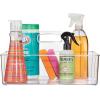 imagemDesign Large Plastic Divided Portable Storage Organizer Caddy Tote Basket Bin with Handle for Kitchen Pantry Countertop Cabinet Cupboard  Ligne Collection  2 Pack  Clear