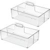 imagemDesign Large Plastic Divided Portable Storage Organizer Caddy Tote Basket Bin with Handle for Kitchen Pantry Countertop Cabinet Cupboard  Ligne Collection  2 Pack  Clear