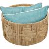 imagemDesign Large Round Woven Braided Seagrass Rope Home Storage Basket  for Organizing Closet Bedroom Bathroom Living Room Entryway Office Aztec Pattern Weave  Natural