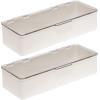 imagemDesign Long Plastic Cosmetic Storage Organizer Box Containers Hinged Lid for Bedroom Bathroom Vanity Shelf or Cabinet Holds Masks Palettes Lotion Nail Polish 2 Pack CreamBeigeClear