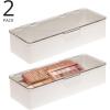 imagemDesign Long Plastic Cosmetic Storage Organizer Box Containers Hinged Lid for Bedroom Bathroom Vanity Shelf or Cabinet Holds Masks Palettes Lotion Nail Polish 2 Pack CreamBeigeClear