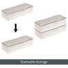 imagemDesign Long Plastic Cosmetic Storage Organizer Box Containers Hinged Lid for Bedroom Bathroom Vanity Shelf or Cabinet Holds Masks Palettes Lotion Nail Polish 2 Pack CreamBeigeClear