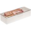 imagemDesign Long Plastic Cosmetic Storage Organizer Box Containers Hinged Lid for Bedroom Bathroom Vanity Shelf or Cabinet Holds Masks Palettes Lotion Nail Polish 2 Pack CreamBeigeClear