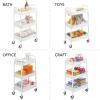 imagemDesign Metal 3Tier Rolling Utility Storage Carts  Organizer Trolley for Bathroom Kitchen Laundry Office and Kids Rooms  Heavy Duty Caddy with 4 Caster Wheels  Matte White