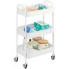 imagemDesign Metal 3Tier Rolling Utility Storage Carts  Organizer Trolley for Bathroom Kitchen Laundry Office and Kids Rooms  Heavy Duty Caddy with 4 Caster Wheels  Matte White