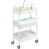 imagemDesign Metal 3Tier Rolling Utility Storage Carts  Organizer Trolley for Bathroom Kitchen Laundry Office and Kids Rooms  Heavy Duty Caddy with 4 Caster Wheels  Matte White