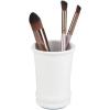 imagemDesign Metal Bathroom Vanity Countertop Accessory Set  Includes Refillable Soap Dispenser Divided Toothbrush Stand Tumbler Rinsing Cup Vivi Collection Set of 3 Matte White