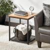imagemDesign Metal Square Side Table Organizer with Steel Shelf  2Tier  Use in Bathroom Kitchen Entryway Hallway Mudroom Bedroom Laundry Room  BlackNordic Walnut