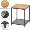 imagemDesign Metal Square Side Table Organizer with Steel Shelf  2Tier  Use in Bathroom Kitchen Entryway Hallway Mudroom Bedroom Laundry Room  BlackNordic Walnut