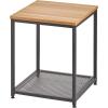 imagemDesign Metal Square Side Table Organizer with Steel Shelf  2Tier  Use in Bathroom Kitchen Entryway Hallway Mudroom Bedroom Laundry Room  BlackNordic Walnut