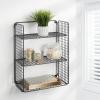 imagemDesign Metal Wire 3Tier Hanging Shelf for Bathroom Storage  Wall Mounted Decorative Shelves  Floating Metal Bathroom Shelf Basket  Bathroom Wall Shelving  Concerto Collection  Black