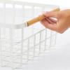 imagemDesign Metal Wire Storage Organizer Basket with Bamboo Wood Handles for Kitchen Pantry Rustic Farmhouse Bin to Store Fruit Coffee Spices Supplies 2 Pack Matte WhiteNaturalTan