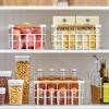 imagemDesign Metal Wire Storage Organizer Basket with Bamboo Wood Handles for Kitchen Pantry Rustic Farmhouse Bin to Store Fruit Coffee Spices Supplies 2 Pack Matte WhiteNaturalTan