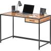 imagemDesign Metal ampamp Wood Sturdy Home Office Desk with Righthand Drawer  Computer Desk Home Office Writing Small Desk Modern Simple Style PC Table  Black Metal FrameDark Brown Nordic Walnut Top