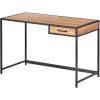 imagemDesign Metal ampamp Wood Sturdy Home Office Desk with Righthand Drawer  Computer Desk Home Office Writing Small Desk Modern Simple Style PC Table  Black Metal FrameDark Brown Nordic Walnut Top