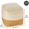 imagemDesign Natural Casual Ottoman Pouf Seat  Rustic Square Cube Poof Floor Chair for Living Room Bedroom Office Playroom and Nursery  Color Block  WhiteNatural
