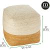 imagemDesign Natural Casual Ottoman Pouf Seat  Rustic Square Cube Poof Floor Chair for Living Room Bedroom Office Playroom and Nursery  Color Block  WhiteNatural