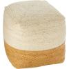 imagemDesign Natural Casual Ottoman Pouf Seat  Rustic Square Cube Poof Floor Chair for Living Room Bedroom Office Playroom and Nursery  Color Block  WhiteNatural