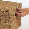 imagemDesign Natural Woven Seagrass Closet Storage Organizer Basket Bin with Removeable Lids to use in Closet Bedroom Bathroom Entryway Office  Set of 3  Natural Finish