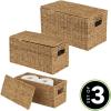 imagemDesign Natural Woven Seagrass Closet Storage Organizer Basket Bin with Removeable Lids to use in Closet Bedroom Bathroom Entryway Office  Set of 3  Natural Finish