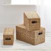 imagemDesign Natural Woven Seagrass Closet Storage Organizer Basket Bin with Removeable Lids to use in Closet Bedroom Bathroom Entryway Office  Set of 3  Natural Finish