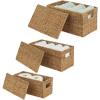imagemDesign Natural Woven Seagrass Closet Storage Organizer Basket Bin with Removeable Lids to use in Closet Bedroom Bathroom Entryway Office  Set of 3  Natural Finish