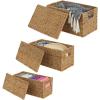 imagemDesign Natural Woven Seagrass Closet Storage Organizer Basket Bin with Removeable Lids to use in Closet Bedroom Bathroom Entryway Office  Set of 3  Natural Finish