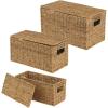 imagemDesign Natural Woven Seagrass Closet Storage Organizer Basket Bin with Removeable Lids to use in Closet Bedroom Bathroom Entryway Office  Set of 3  Natural Finish