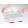 imagemDesign Plastic AdjustableExpandable Divided Drawer Storage Organizer with 4 Compartments for Kitchen Pantry Cupboard Cabinet Hold Silverware Utensils Cutlery  Ligne Collection  Clear