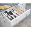 imagemDesign Plastic AdjustableExpandable Divided Drawer Storage Organizer with 4 Compartments for Kitchen Pantry Cupboard Cabinet Hold Silverware Utensils Cutlery  Ligne Collection  Clear