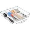 imagemDesign Plastic AdjustableExpandable Divided Drawer Storage Organizer with 4 Compartments for Kitchen Pantry Cupboard Cabinet Hold Silverware Utensils Cutlery  Ligne Collection  Clear